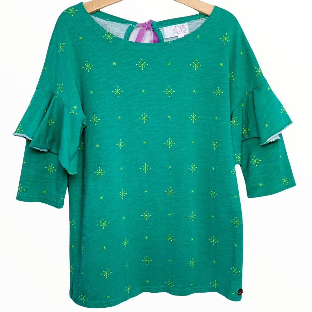 Matilda Jane Girls Winter Christmas Holiday Tis The Season Ruffle Sleeve Top 8